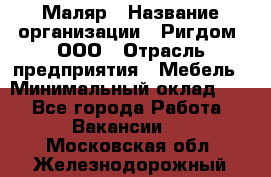 Маляр › Название организации ­ Ригдом, ООО › Отрасль предприятия ­ Мебель › Минимальный оклад ­ 1 - Все города Работа » Вакансии   . Московская обл.,Железнодорожный г.